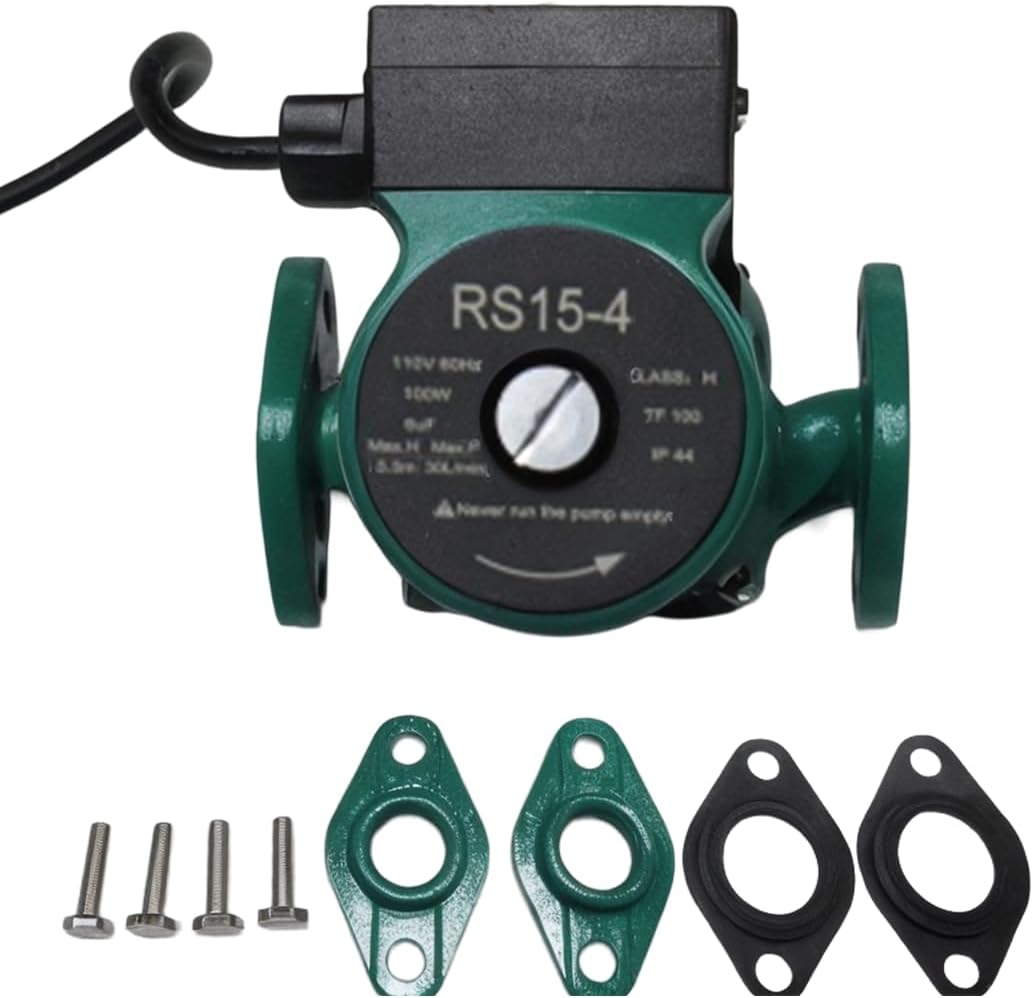 110V Water Pressure Booster Pump Stainless Steel with Flange Hot Water Circulation Recirculating Pump 3/4 NPT for Floor Boiler Hot Water Heater System (RS15/4-130 Green)