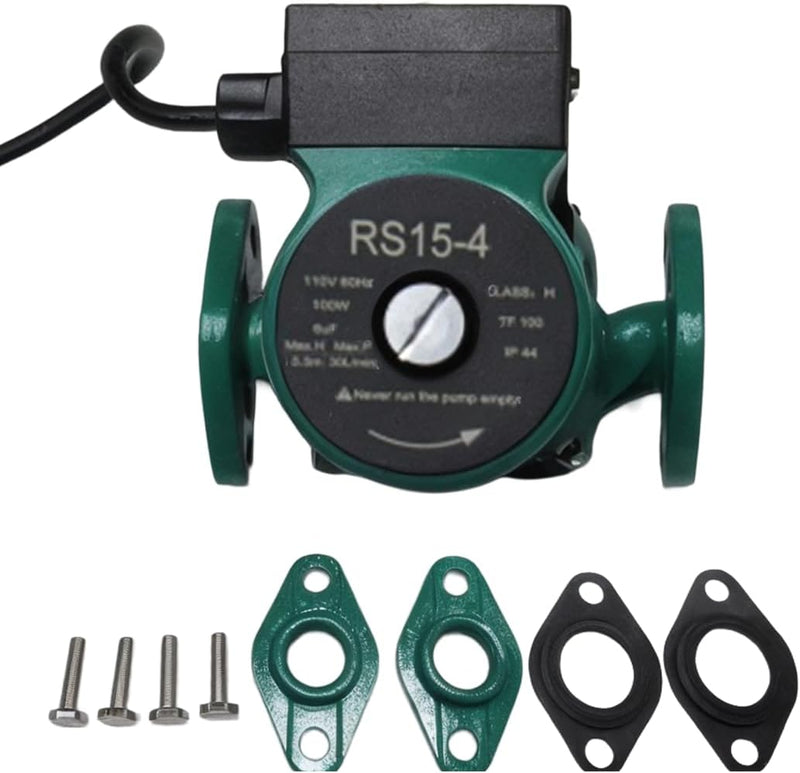 110V Water Pressure Booster Pump Stainless Steel with Flange Hot Water Circulation Recirculating Pump 3/4 NPT for Floor Boiler Hot Water Heater System (RS15/4-130 Green)