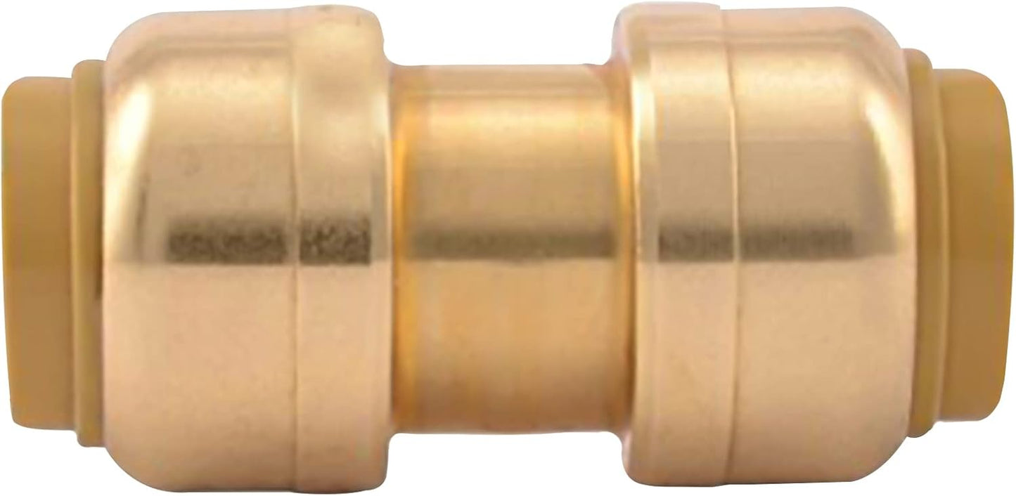 1/2" x 1/2" - 3/4" x 3/4" Pushfit Straight Coupling, PEX Brass Push-fit Coupling, Straight Coupling Push-Fit Fitting to Connect Pex, Push-to-Connect Plumbing Fittings for PEX, Copper, CPVC