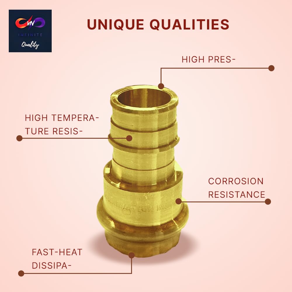1/2" - 3/4" PEX Expansion Press Coupling Brass Adapter - for Copper and PEX Pipe Connection - Durable 1/2" - 3/4" Press X 1/2" - 3/4" Crimp Fittings for Seamless Installation