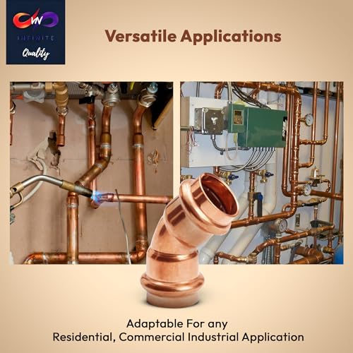 45 Degree Elbow Copper Fitting - 1” - 1/2" - 3/4" - Copper Elbow Cpvc Pipe Fitting - 45 Degree Copper Elbow Pipe For Plumbing & Heating Systems