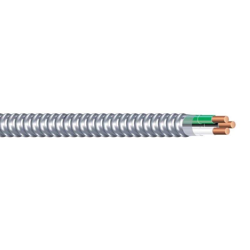 MC Cable 10/2 - Metal Clad 25ft - 50ft - 100ft - 125ft Coil, Aluminium Armor Solid Copper Conductor - Cable for Indoor