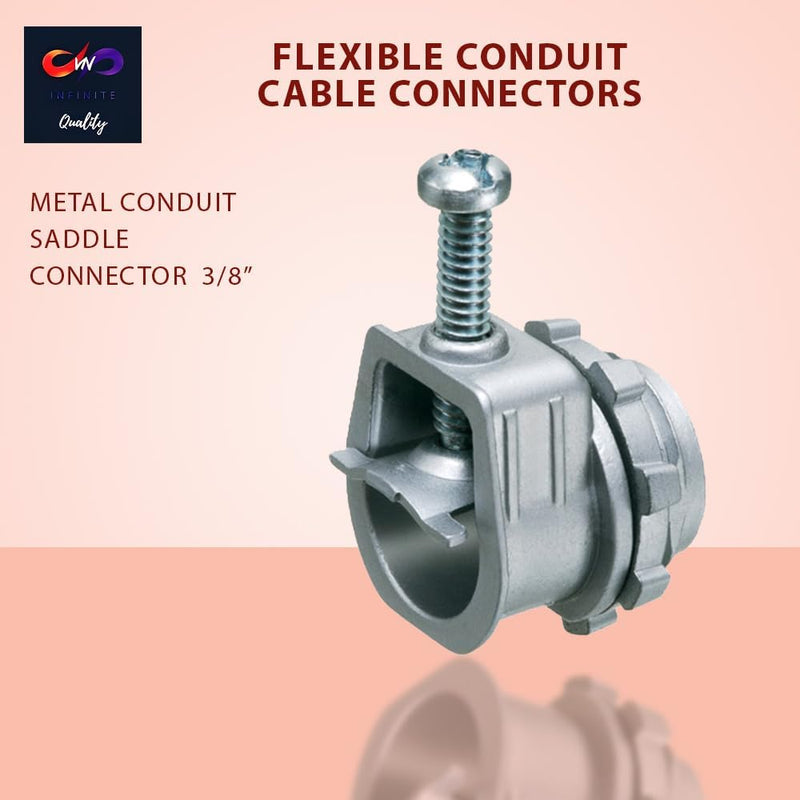 3/8" Flexible Metal Conduit (FMC) Saddle Connectors Flex Saddle Box Connector, for AC MC NM 3/8" Lock Saddle Connector Conduit Fitting