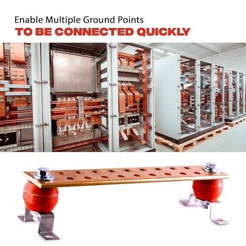 Copper Bus Bar - 6" Ground Bar - Grounding Kit - Terminal Busbar - Grounding Terminal - Electrical Ground Bar - Grounding Busbar - Copper Ground Bus 2.5kV Insulators - Copper Ground Rod