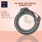 1/2" x 3/4" AC Whip Electrical Conduit Kit - 1/2" x 3/4" - Flexible Non-Metallic Liquid Tight - 10 Gauge Wires - Flexible Electrical Conduit - 90 Degree Connector