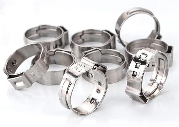 Stainless Steel Cinch Clamps Crimp Rings - 1/2" Pinch Clamps For Pex Tubing Pipe Fitting Connections - 100 PCS