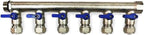 Loops 3/4" Plumbing PEX Manifolds w/ 1/2" Pex Ball Valves - 2 - 6 -Branch Radiant Heat Manifold - PEX Tubing Floor Heating Manifolds - Red or Blue Handles