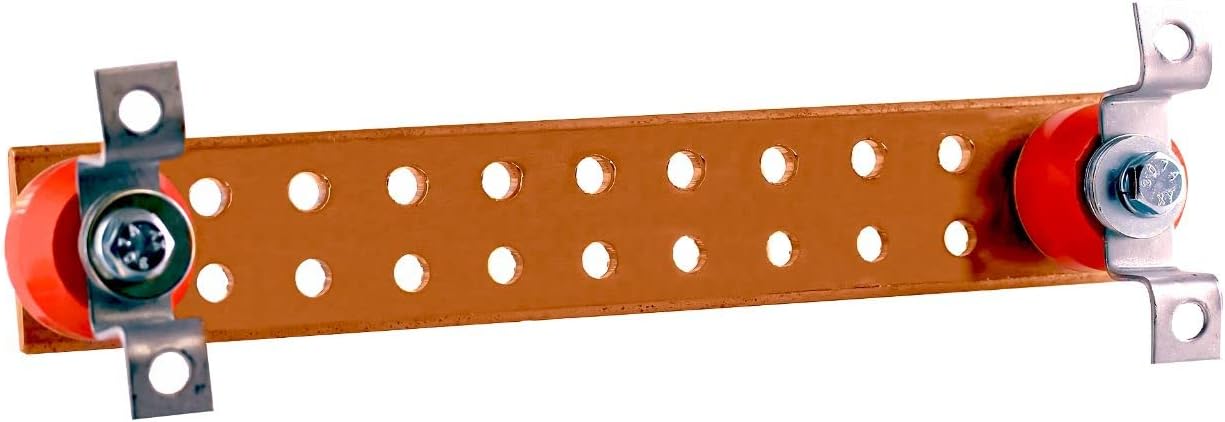 Copper Bus Bar 12" Ground Bar - Grounding Kit - Terminal Busbar - Grounding Terminal - Electrical Ground Bar - Grounding Busbar - Copper Ground Bus 2.5kV Insulators - Copper Ground Rod