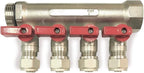Loops 3/4" Plumbing PEX Manifolds w/ 1/2" Pex Ball Valves - 2 - 6 -Branch Radiant Heat Manifold - PEX Tubing Floor Heating Manifolds - Red or Blue Handles
