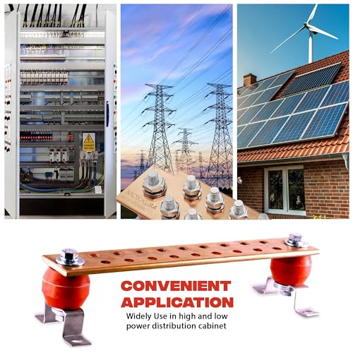 Copper Bus Bar 12" Ground Bar - Grounding Kit - Terminal Busbar - Grounding Terminal - Electrical Ground Bar - Grounding Busbar - Copper Ground Bus 2.5kV Insulators - Copper Ground Rod