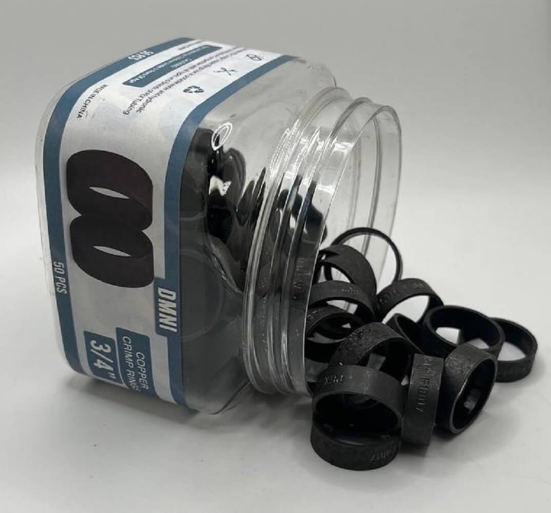 Pex Crimp Rings 3/4" Pipe Fitting For Pex Pipe Tube System - Black Oxidized Surface Treatments - 50 PCS