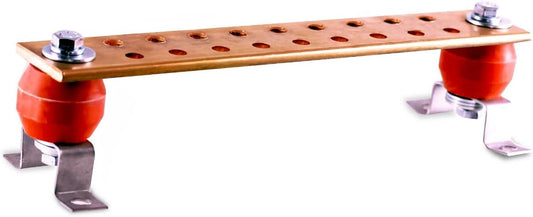 Copper Bus Bar 12" Ground Bar - Grounding Kit - Terminal Busbar - Grounding Terminal - Electrical Ground Bar - Grounding Busbar - Copper Ground Bus 2.5kV Insulators - Copper Ground Rod