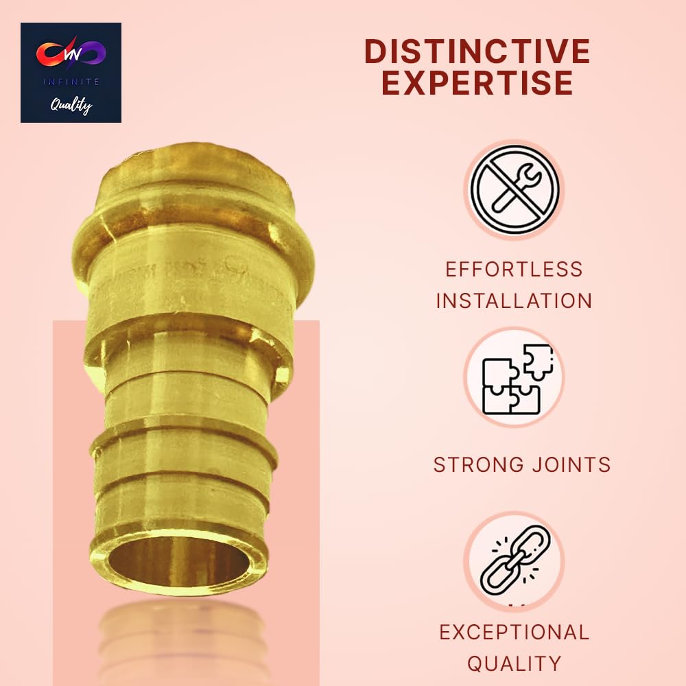1/2" - 3/4" PEX Expansion Press Coupling Brass Adapter - for Copper and PEX Pipe Connection - Durable 1/2" - 3/4" Press X 1/2" - 3/4" Crimp Fittings for Seamless Installation