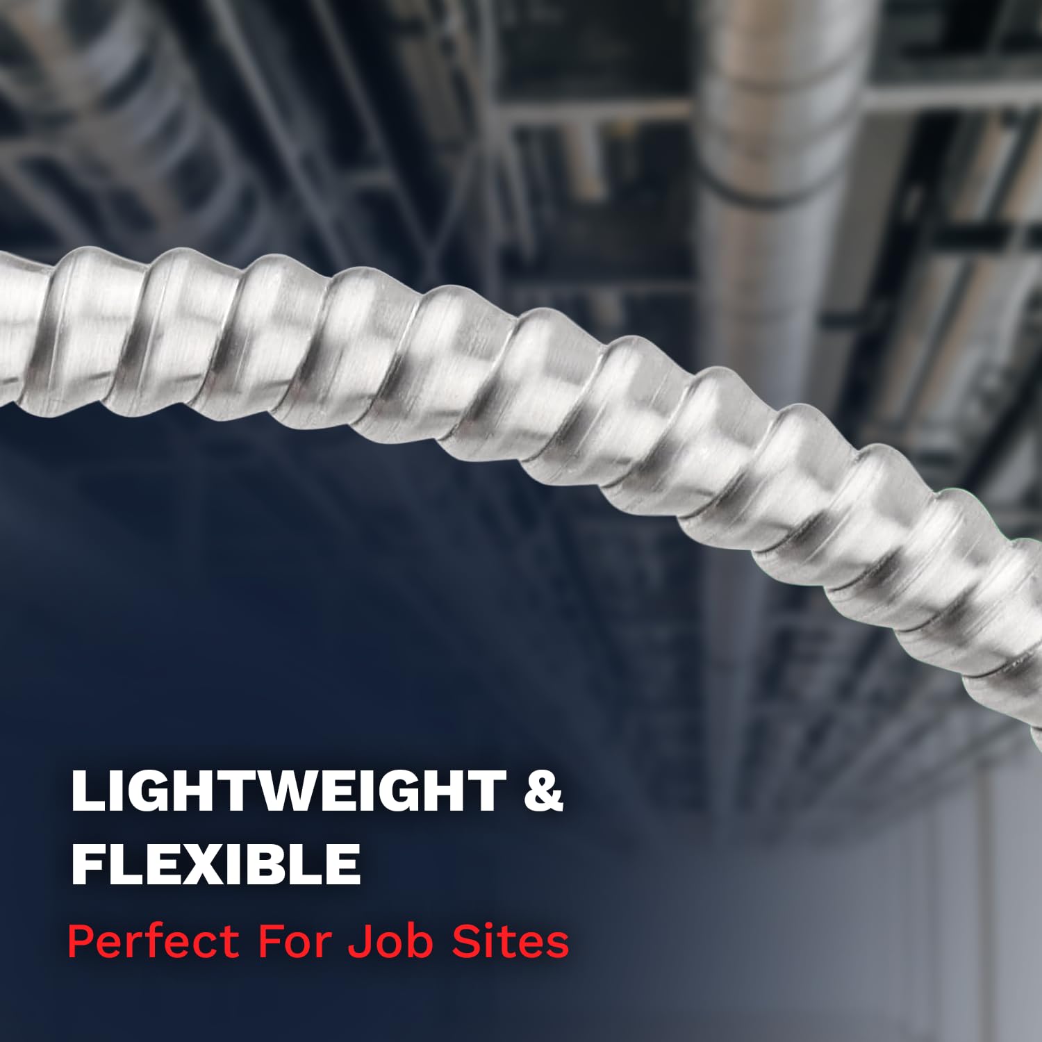 12/3 Metal Clad MC Cable 12-Gauge 3-Conductor Electric Wire with Aluminum Armor Cable with Ground for Indoor Outdoor 250 ft