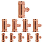 Propress - 3/4"x1/2"x1/2"  - 3/4"x3/4"x1/2" - Reducing Tee Brass Barb Crimp Fittings - Propress Pex Crimping Tool Fittings - Brass Crimp Fittings For Pex Tubing Connection