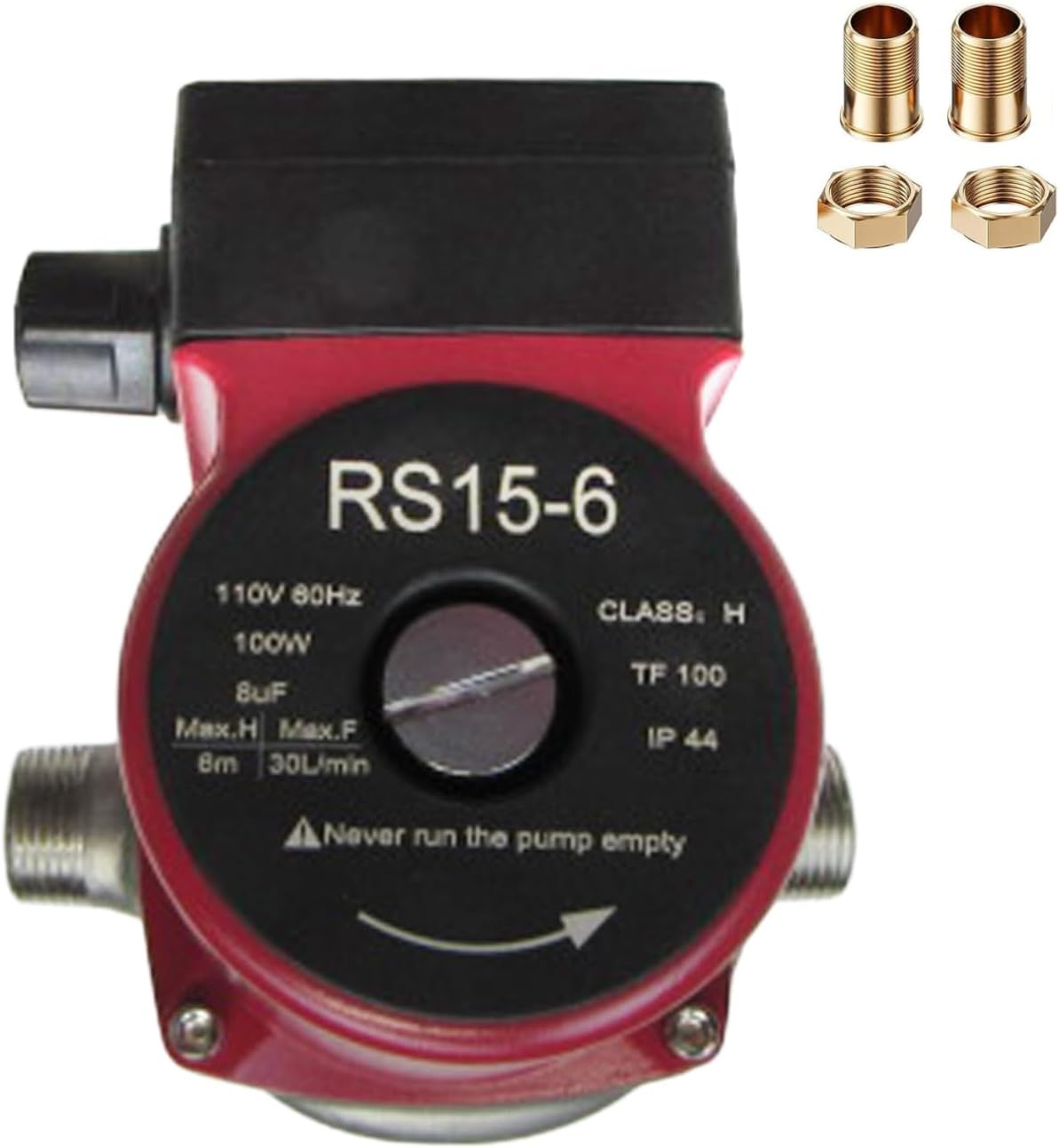 110V 120W Water Pressure Booster Pump 3-Speed Stainless Steel Hot Water Circulation Recirculating Pump 3/4 NPT for Floor Boiler Hot Water Heater System (RS15/6-130 Red)