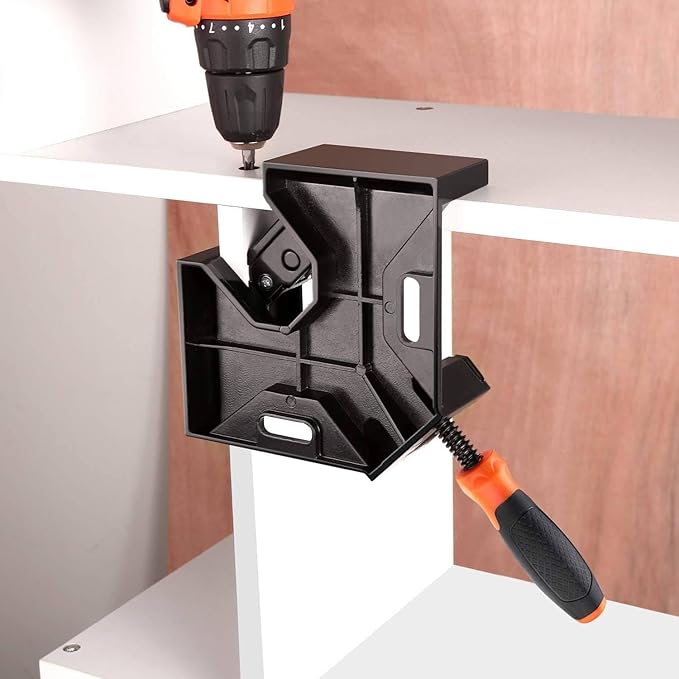 Single Handle 90 Degree Right Angle Clamp - Adjustable Aluminium Alloy Quick Grip Corner Clip Clamp Tool for Woodworking, Welding, Photo Frame and Other Projects