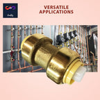 Fittings 1/2" - 3/4" Pushfit Straight Coupling - 1/2" x 1/2" - 3/4" x 3/4" - PEX Brass Push-fit Coupling - Push-to-Connect Plumbing Fittings for PEX Copper CPVC