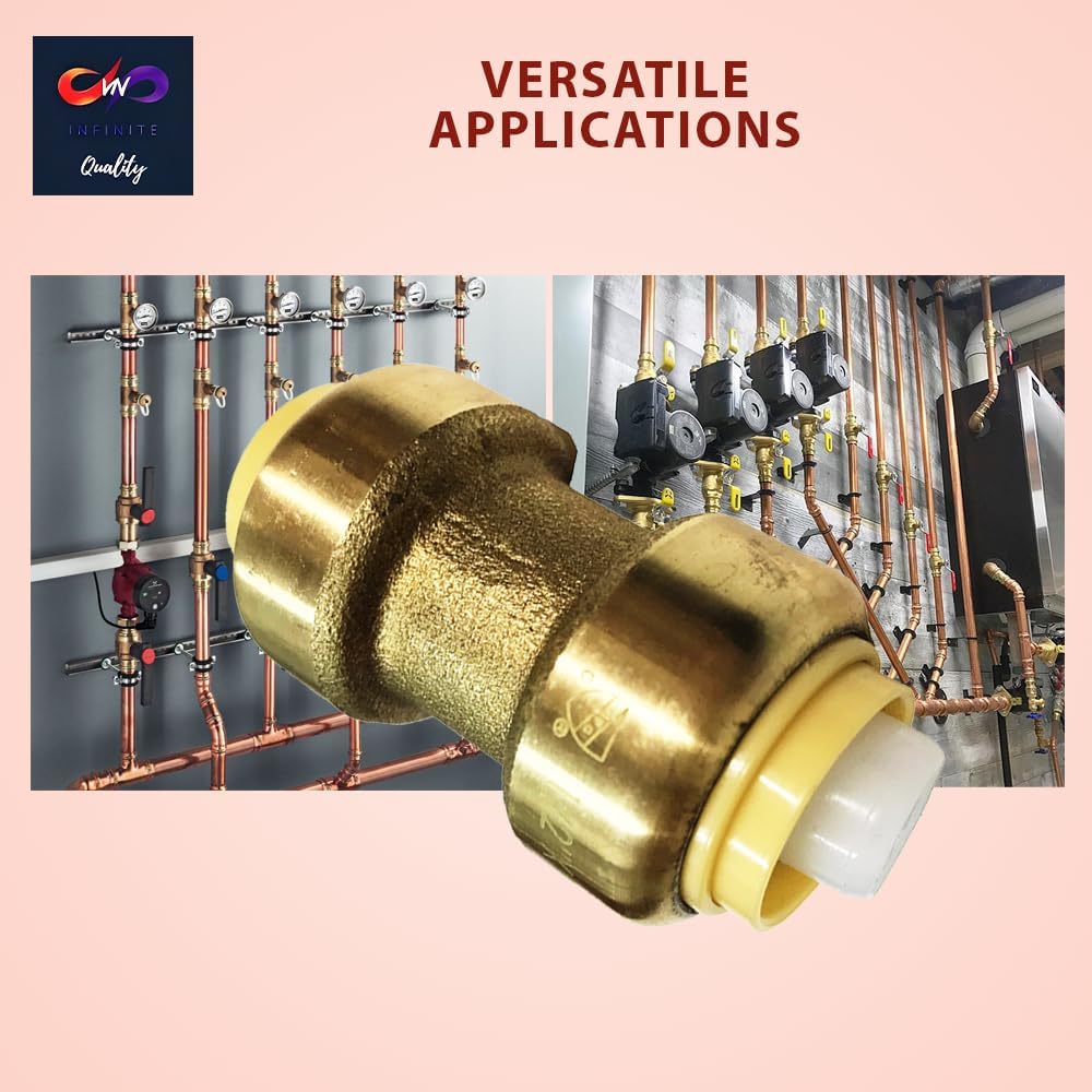 Fittings 1/2" - 3/4" Pushfit Straight Coupling - 1/2" x 1/2" - 3/4" x 3/4" - PEX Brass Push-fit Coupling - Push-to-Connect Plumbing Fittings for PEX Copper CPVC