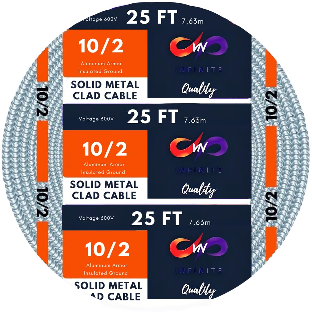 MC Cable 10/2 - Metal Clad - Aluminium Armor Solid Copper Conductor - Cable for Indoor