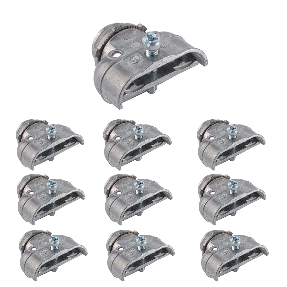 3/8" Flexible Metal Conduit Duplex Connector FMC 3/8" 90 Degree Flex Duplex Box Connector for Flexible Metallic Conduit, AC, MC, or NM Sheathed Cable