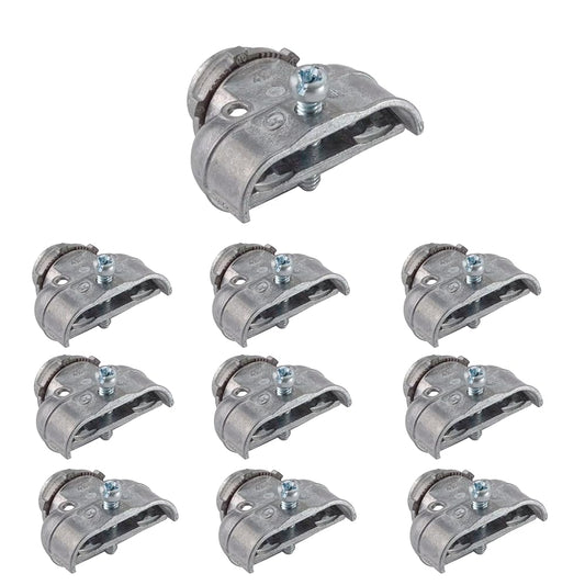 3/8" Flexible Metal Conduit Duplex Connector FMC 3/8" 90 Degree Flex Duplex Box Connector for Flexible Metallic Conduit, AC, MC, or NM Sheathed Cable