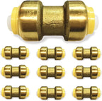 Fittings 1/2" - 3/4" Pushfit Straight Coupling - 1/2" x 1/2" - 3/4" x 3/4" - PEX Brass Push-fit Coupling - Push-to-Connect Plumbing Fittings for PEX Copper CPVC