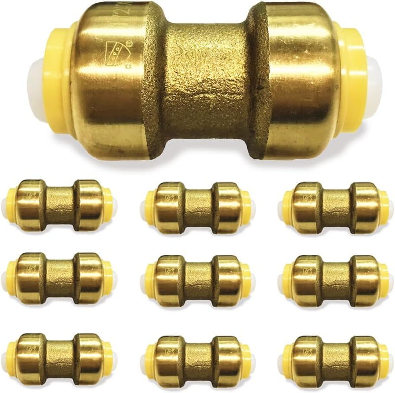 Fittings 1/2" - 3/4" Pushfit Straight Coupling - 1/2" x 1/2" - 3/4" x 3/4" - PEX Brass Push-fit Coupling - Push-to-Connect Plumbing Fittings for PEX Copper CPVC