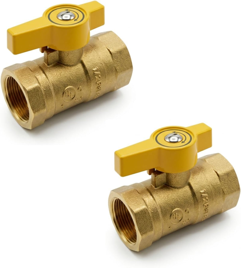 Gas Shut Off Ball Valve 3/4" FIP x 3/4" FIP Brass Heavy Duty Fittings for Gas Systems Connectors Quarter Turn Indoor & Outdoor Appliances