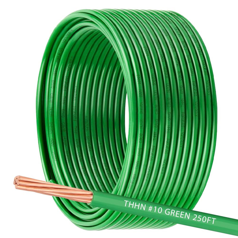 6 AWG THHN Wire 6 Gauge Stranded Copper Wire Rated up to 600V THWN-2 Building Wire 19-Stranded Nylon Jacket for Residential, CNC, Ground, Industrial (100FT Green)