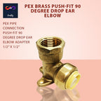 1/2" x 1/2" - 90 Degree Drop Ear Elbow - Push Fit Plumbing Fittings - NPT Female Adapter with Disconnect Clip - Push-to-Connect - PEX Fittings for PE-RT, CPVC Pipe