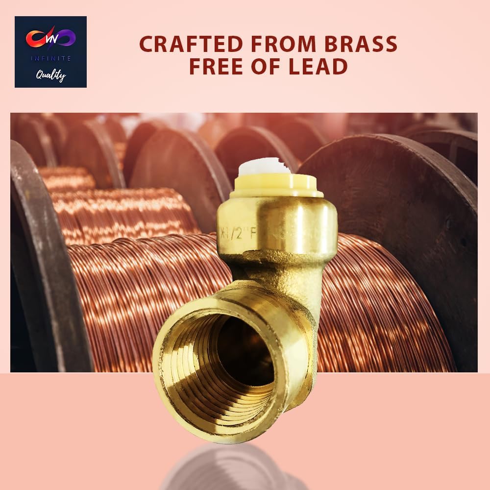 1/2" x 1/2" - 3/4" x 3/4 Push-fit Female Elbow - FNPT Female Threaded Elbow Fittings - Push to Connect Pex CPVC
