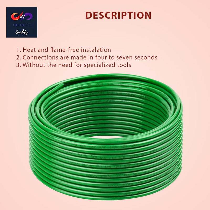 6 AWG THHN Wire 6 Gauge Stranded Copper Wire Rated up to 600V THWN-2 Building Wire 19-Stranded Nylon Jacket for Residential, CNC, Ground, Industrial (100FT Green)