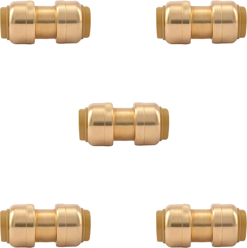 1/2" x 1/2" - 3/4" x 3/4" Pushfit Straight Coupling, PEX Brass Push-fit Coupling, Straight Coupling Push-Fit Fitting to Connect Pex, Push-to-Connect Plumbing Fittings for PEX, Copper, CPVC
