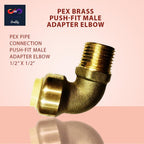 1/2" x 1/2" - 3/4" x 3/4" Push fit fittings - Male NPT Threaded Elbow - Push to Connect Pex Copper CPVC - No Lead Brass