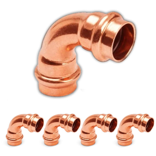 90 Degree Elbow Copper Fitting - 3/4” Copper Elbow Cpvc Pipe Fitting - Copper Elbow Pipe - 90 Degree Copper Elbow Pipe For Plumbing & Heating Systems - Pack of 5