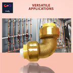 1/2" x 1/2" - 3/4" x  3/4" 90 Degree Elbow Push Fit - Plumbing Fittings - PEX Fitting - Push to Connect Brass Plumbing Fitting - For PEX Pipe Copper CPVC