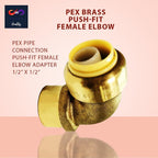 1/2" x 1/2" - 3/4" x 3/4 Push-fit Female Elbow - FNPT Female Threaded Elbow Fittings - Push to Connect Pex CPVC
