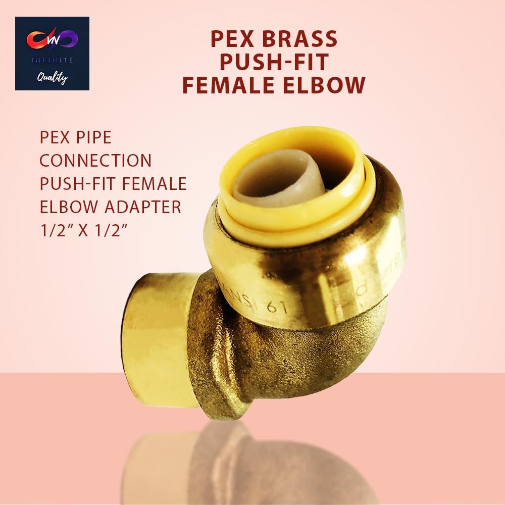 1/2" x 1/2" - 3/4" x 3/4 Push-fit Female Elbow - FNPT Female Threaded Elbow Fittings - Push to Connect Pex CPVC