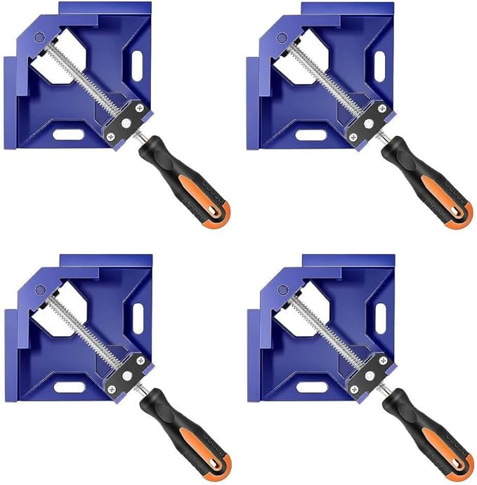 Single Handle 90 Degree Right Angle Clamp - Adjustable Aluminium Alloy Quick Grip Corner Clip Clamp Tool for Woodworking, Welding, Photo Frame and Other Projects