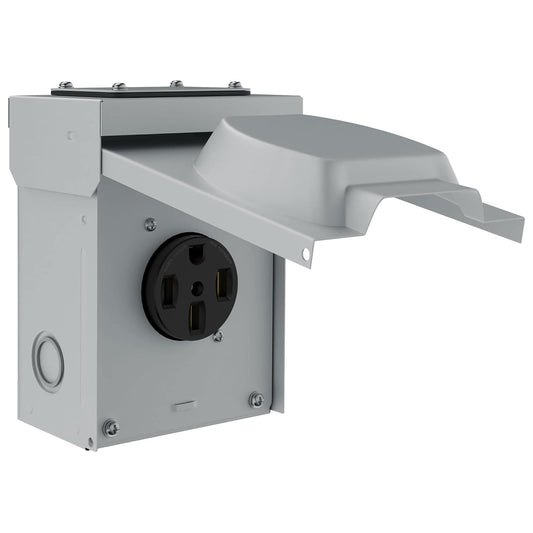 50 Amp RV Power Outlet Panel Box 120/240V A-C Type 3R Enclosure 14-50R Lockable Weatherproof Outdoor Electrical NEMA 14-50R Receptacle Panel, ETL Listed