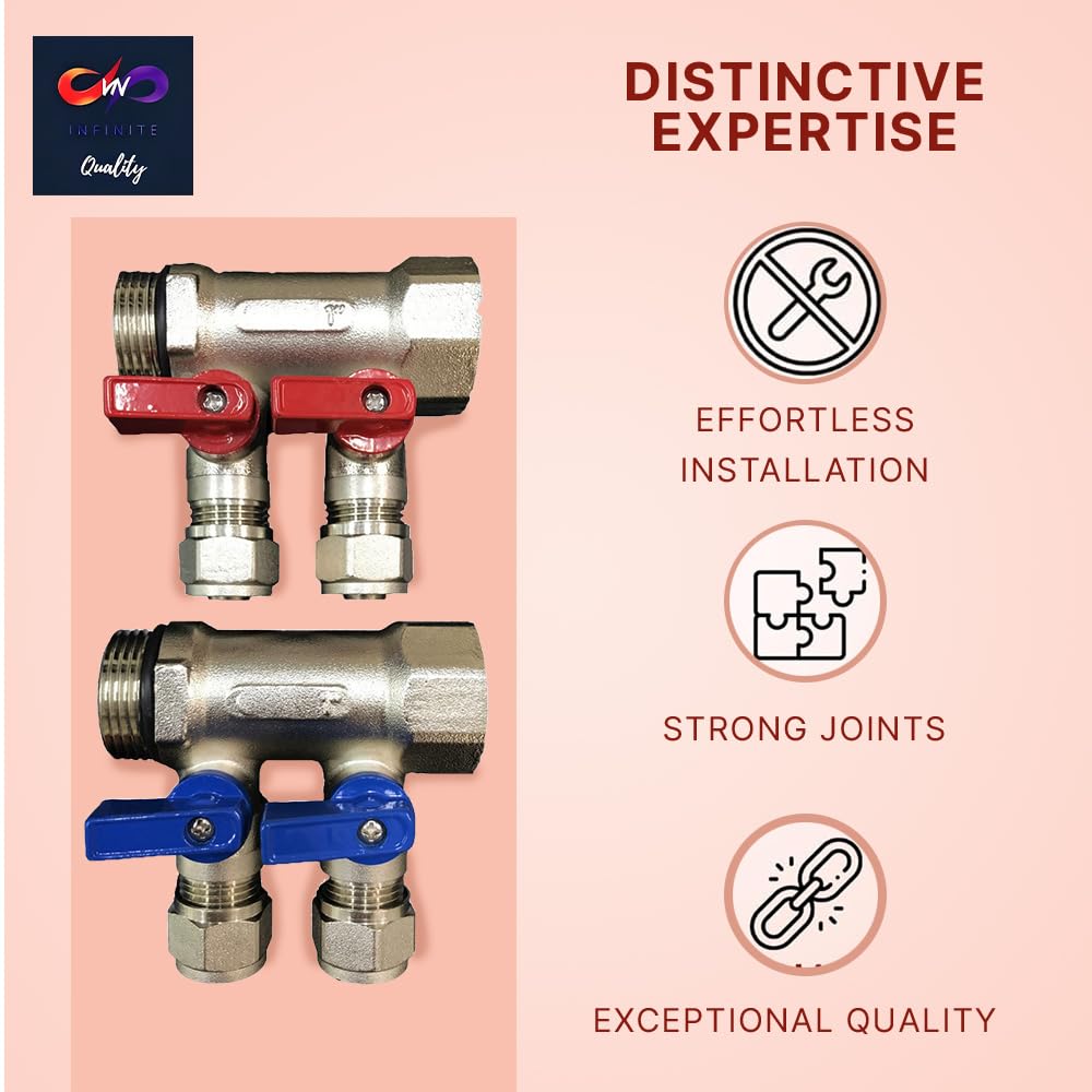 3/4" Plumbing PEX Manifolds w/ 1/2" Pex Ball Valves - Radiant Heat Manifold