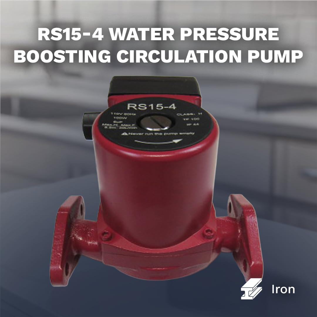 110V Water Pressure Booster Pump Stainless Steel with Flange Hot Water Circulation Recirculating Pump 3/4 NPT for Floor Boiler Hot Water Heater System (RS15/4-130 Red)