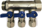Loops 3/4" Plumbing PEX Manifolds w/ 1/2" Pex Ball Valves - 2 - 6 -Branch Radiant Heat Manifold - PEX Tubing Floor Heating Manifolds - Red or Blue Handles