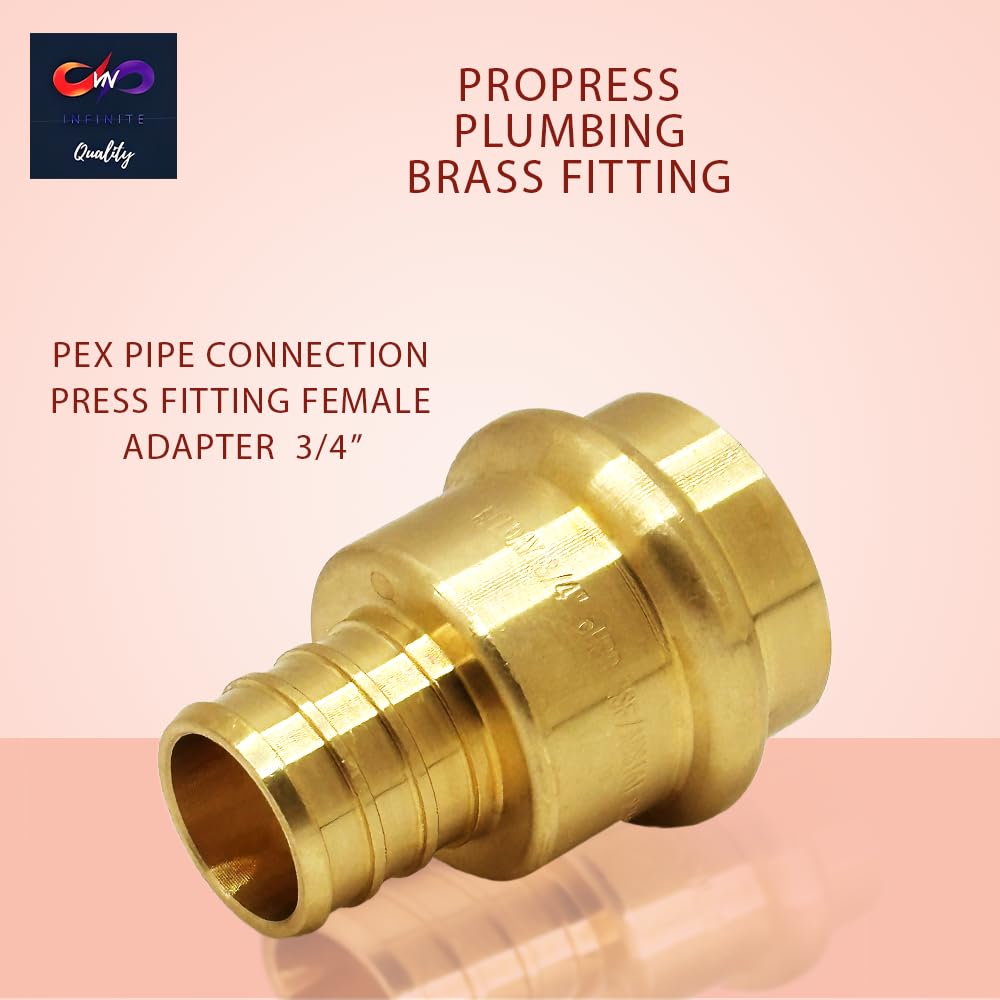 1/2 Inch PEX Expansion Press Coupling Brass Adapter - for Copper and PEX Pipe Connection - Durable 1/2inch Press X 1/2" Crimp Fittings for Seamless Installation (Pack of 10)