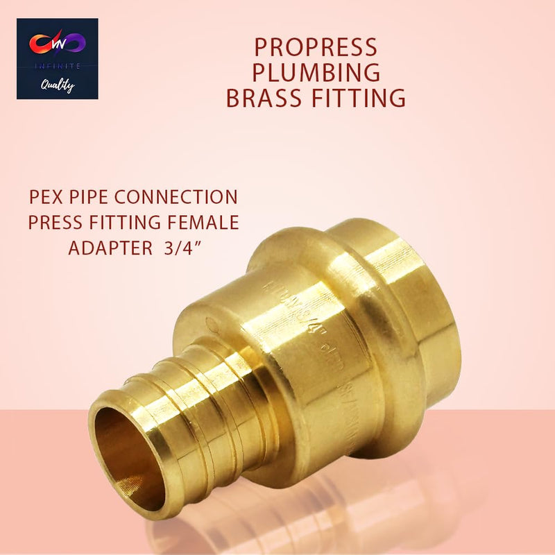 1/2" - 3/4" PEX Expansion Press Coupling Brass Adapter - for Copper and PEX Pipe Connection - Durable 1/2" - 3/4" Press X 1/2" - 3/4" Crimp Fittings for Seamless Installation