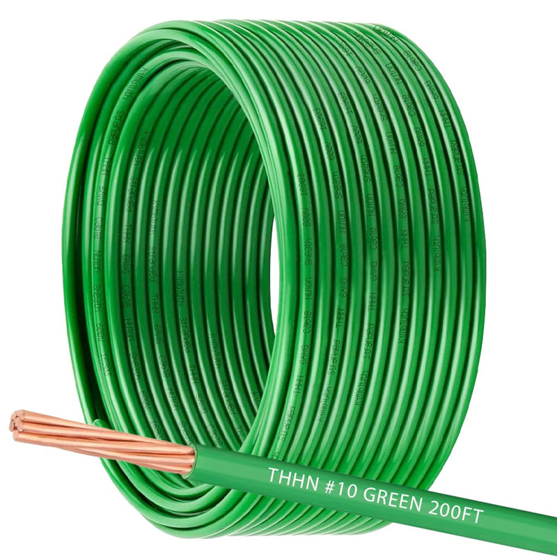 6 AWG THHN Wire 6 Gauge Stranded Copper Wire Rated up to 600V THWN-2 Building Wire 19-Stranded Nylon Jacket for Residential, CNC, Ground, Industrial (100FT Green)