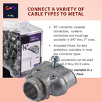 3/8" Flexible Metal Conduit Duplex Connector FMC 3/8" 90 Degree Flex Duplex Box Connector for Flexible Metallic Conduit, AC, MC, or NM Sheathed Cable