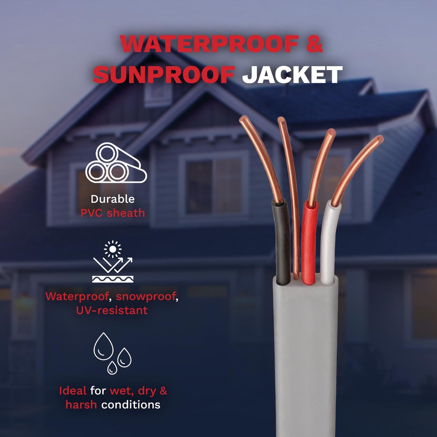 Electrical Wire 12/3 UF-B Underground Feeder and Branch Circuit Cable, Gray Cable  Outdoor and Indoor Wire