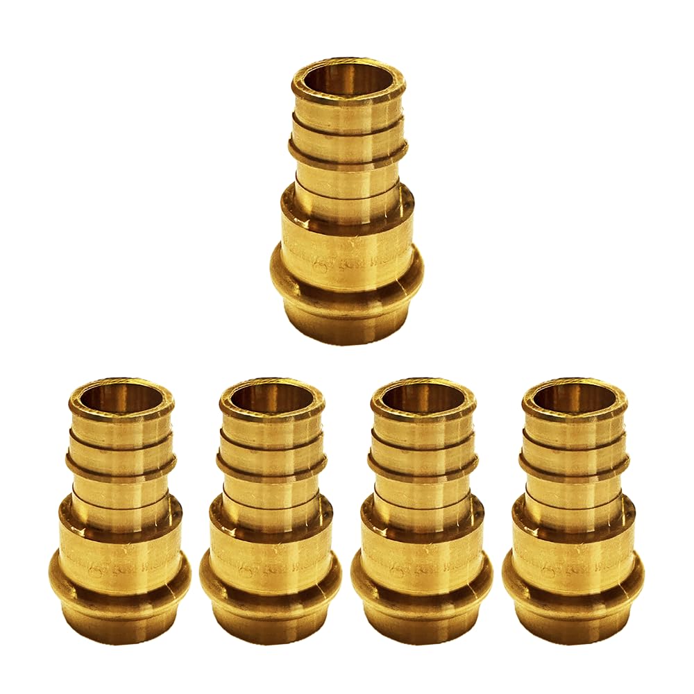 1/2" - 3/4" PEX Expansion Press Coupling Brass Adapter - for Copper and PEX Pipe Connection - Durable 1/2" - 3/4" Press X 1/2" - 3/4" Crimp Fittings for Seamless Installation
